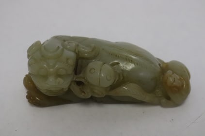 Chinese white jade carved qilin