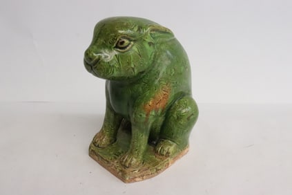 Unusual sancai sculpture of rabbit