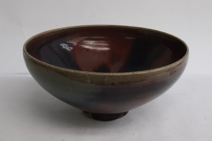 A large Jun ware style porcelain bowl