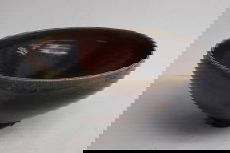 A large Jun ware style porcelain bowl: A long Jun ware style porcelain bowl, 3.7"x7.9"dia