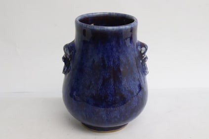 Chinese red on blue porcelain jar