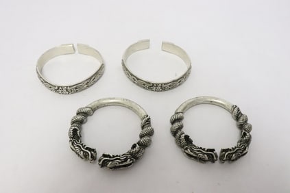 4 white bronze bangles