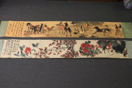 2 Chinese print hand scrolls