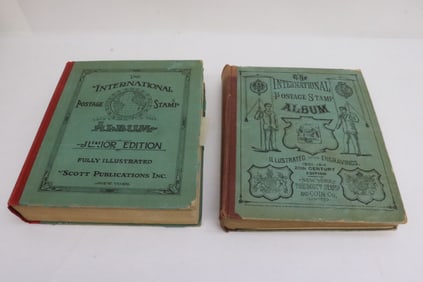 2 volumes of "international postage stamp album"