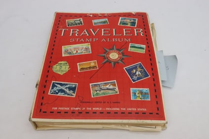 Traveler stamp album, 1800's US & China stamps, etc.