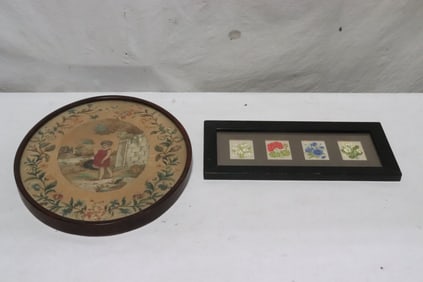 2 embroidery on silk pieces