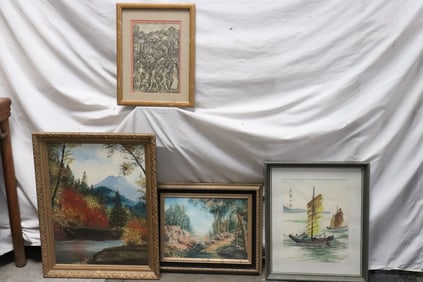 4 oil paintings/ watercolor