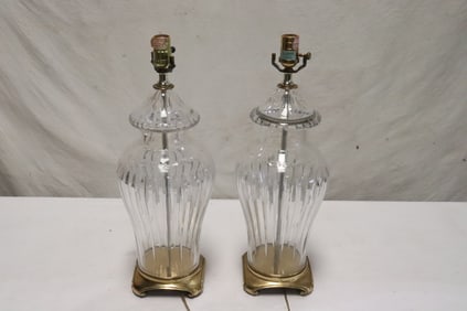Pair Marbro crystal lamps