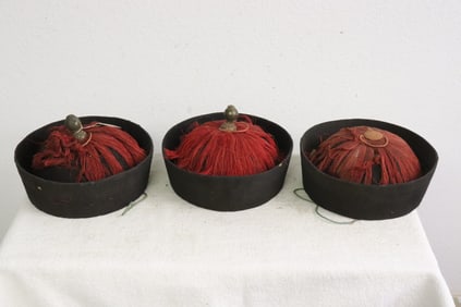 3 Chinese 19th century style officer hats