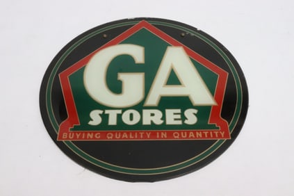 Vintage round glass store sign