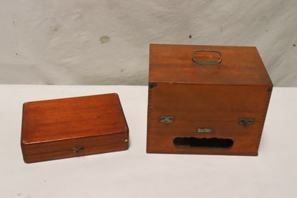 2 wood boxes; one for Japanese instrument