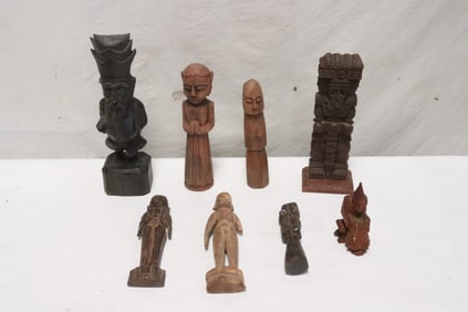 Lot of vintage wood carved figures