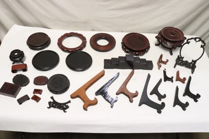 Large lot of Chinese wood stands