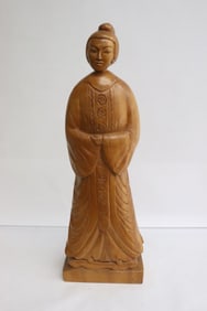 Fine wood carved figure, artist signed on bottom
