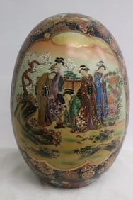 Large satsuma style porcelain egg