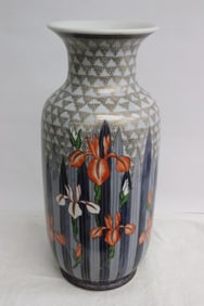 Japanese hand painted porcelain straight vase