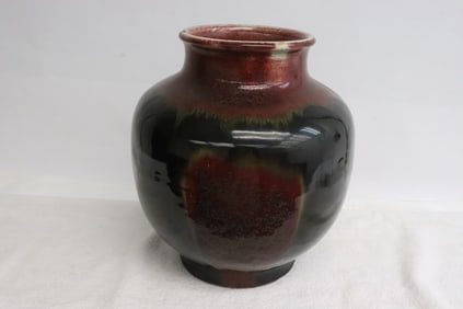 Chinese 19th/20th century red on black porcelain jar