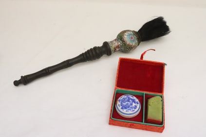 Large painting brush, and a Chinese ink set