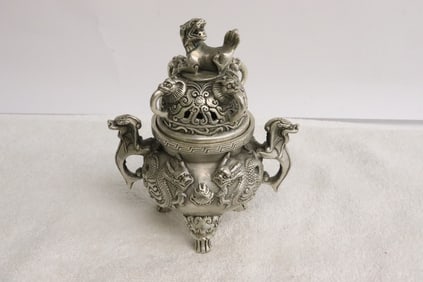 White bronze covered censer
