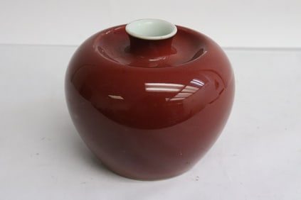 Chinese red glazed porcelain water dripper