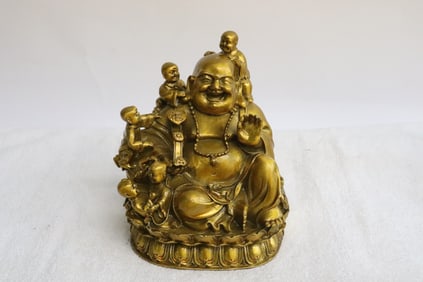 Chinese fine gilt bronze sculpture of deity