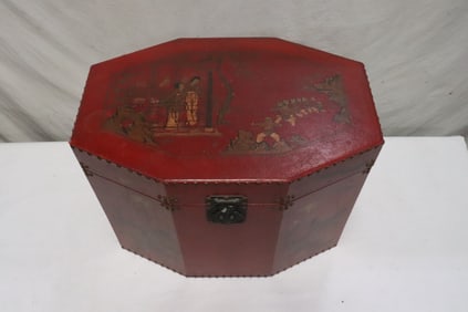 Chinese antique painted wood storage box