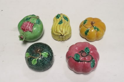 5 Chinese vintage sancai fruit