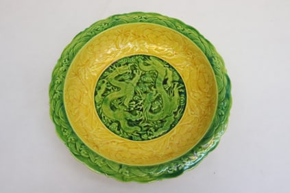 Chinese green and yellow porcelain plate