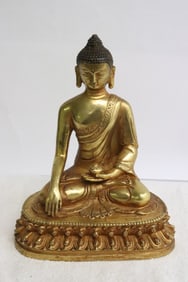 Chinese gilt bronze sculpture of deity