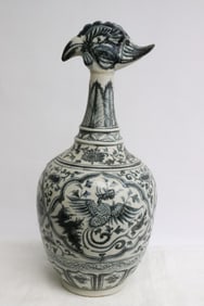 Unusual Chinese blue and white porcelain vase