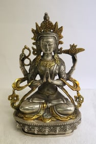 Chinese parcel gilt bronze sculpture of deity