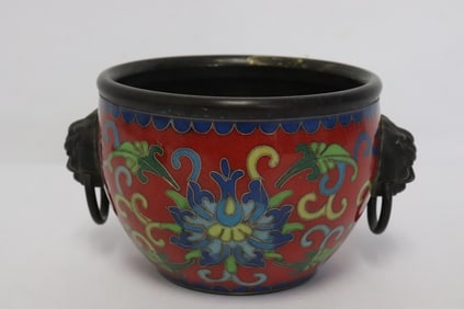 A bronze cloisonne censer