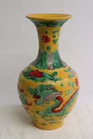 Chinese yellow background porcelain vase