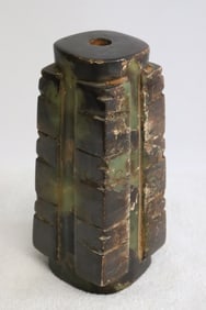 A jade like stone carved large cong form ornament