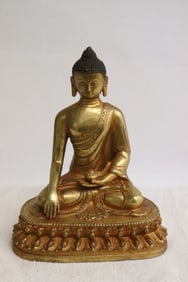 Chinese gilt bronze sculpture of deity