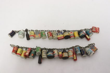 2 circa 1950's charm bracelets w/ advertising charms