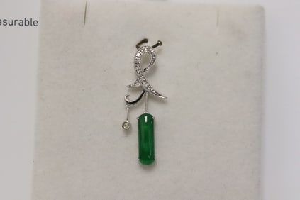 18K jadeite diamond pendant w/ GIA certificate