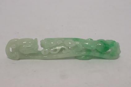 apple green jadeite carved dragon belt buckle