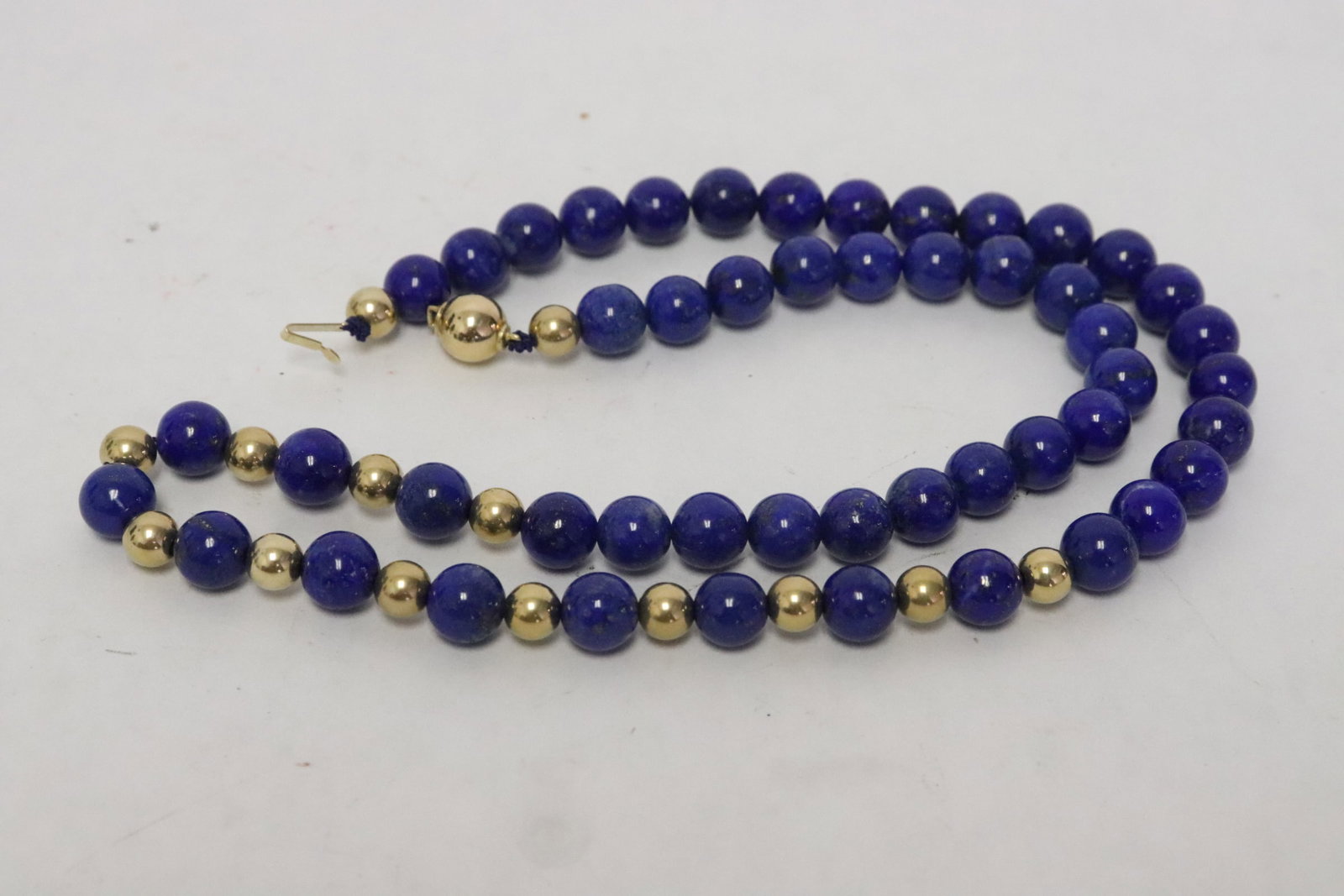 14K Y/G & lapis bead necklace w/ 14K Y/G ball clasp (1 of 9)