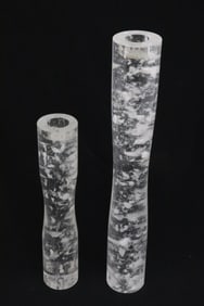 2 tall rock crystal candle holders by Robert Kuo