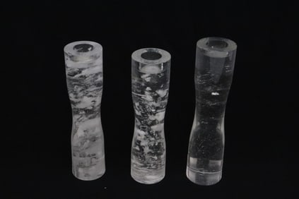 3 rock crystal candle holders by Robert Kuo