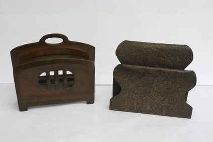 2 art nouveau bronze/ copper letter/ bill holders