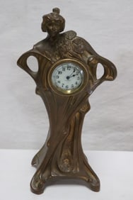 art nouveau gilt metal table clock by Seth Thomas