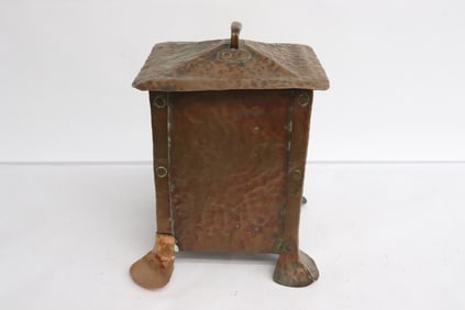 arts & crafts hand hammered copper tobacco humidor