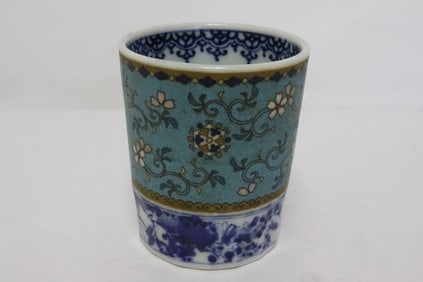 A cloisonne on porcelain large tea cup
