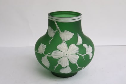 English cameo glass jar, possible Stevens