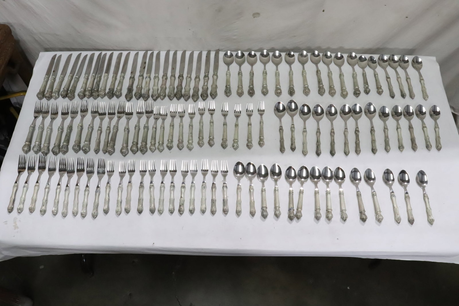 A large fancy serving for 12 silverplate flatware set (1 of 17)