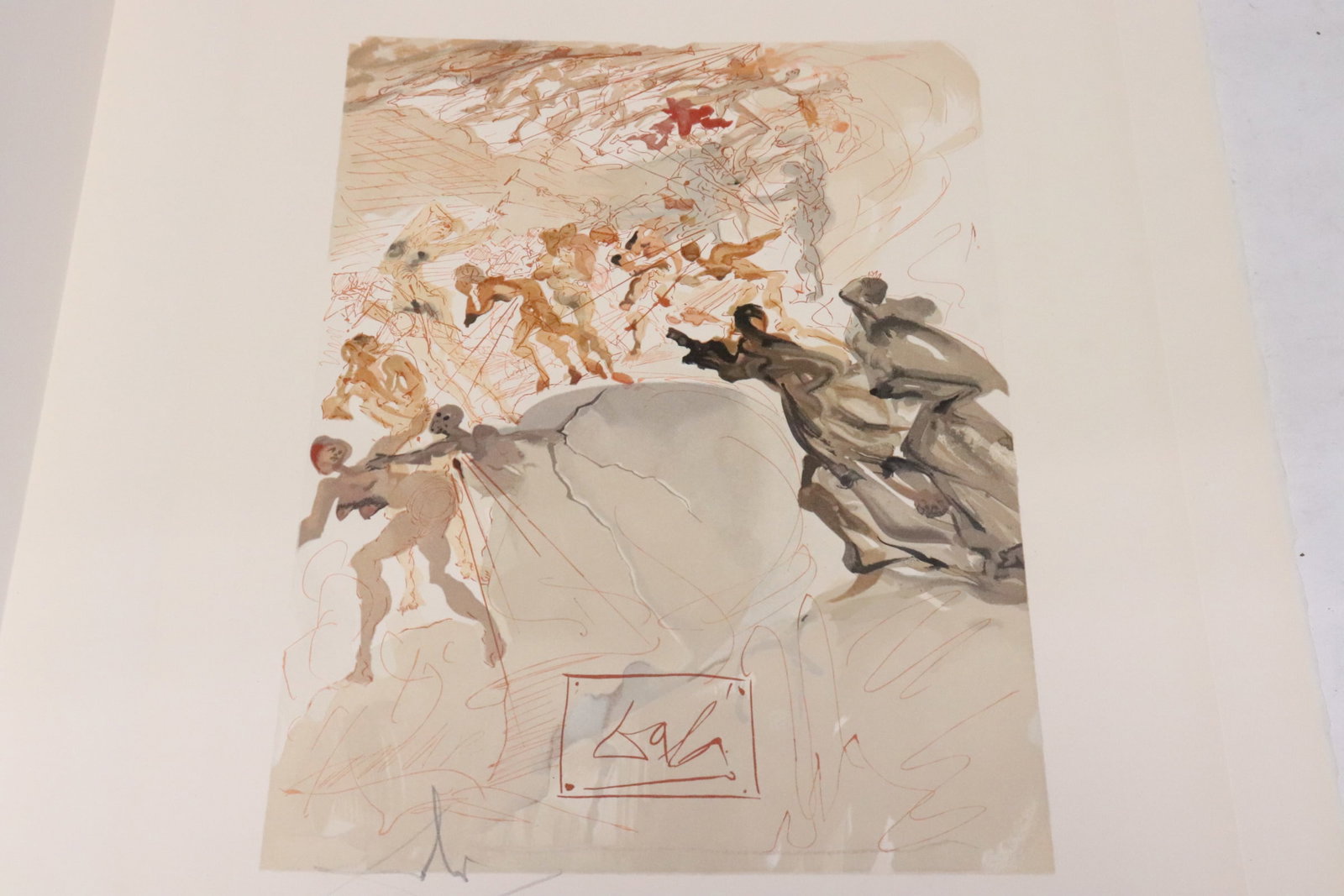 Salvador Dali etching in color "purgatory", signed: Salvador Dali etching in color (13"x10.2") "purgatory", signed on lower left, no edition number