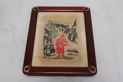 Ilya schor wood cut in color, signed