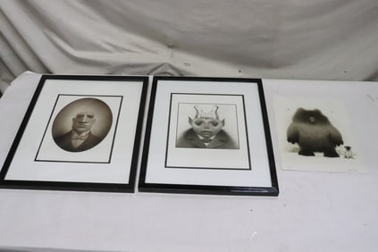 3 Travis Louie pencil signed & numbered etchings